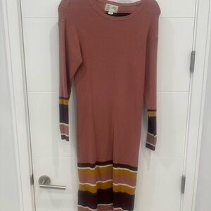 Anthropologie Pink Striped Maxi Dress